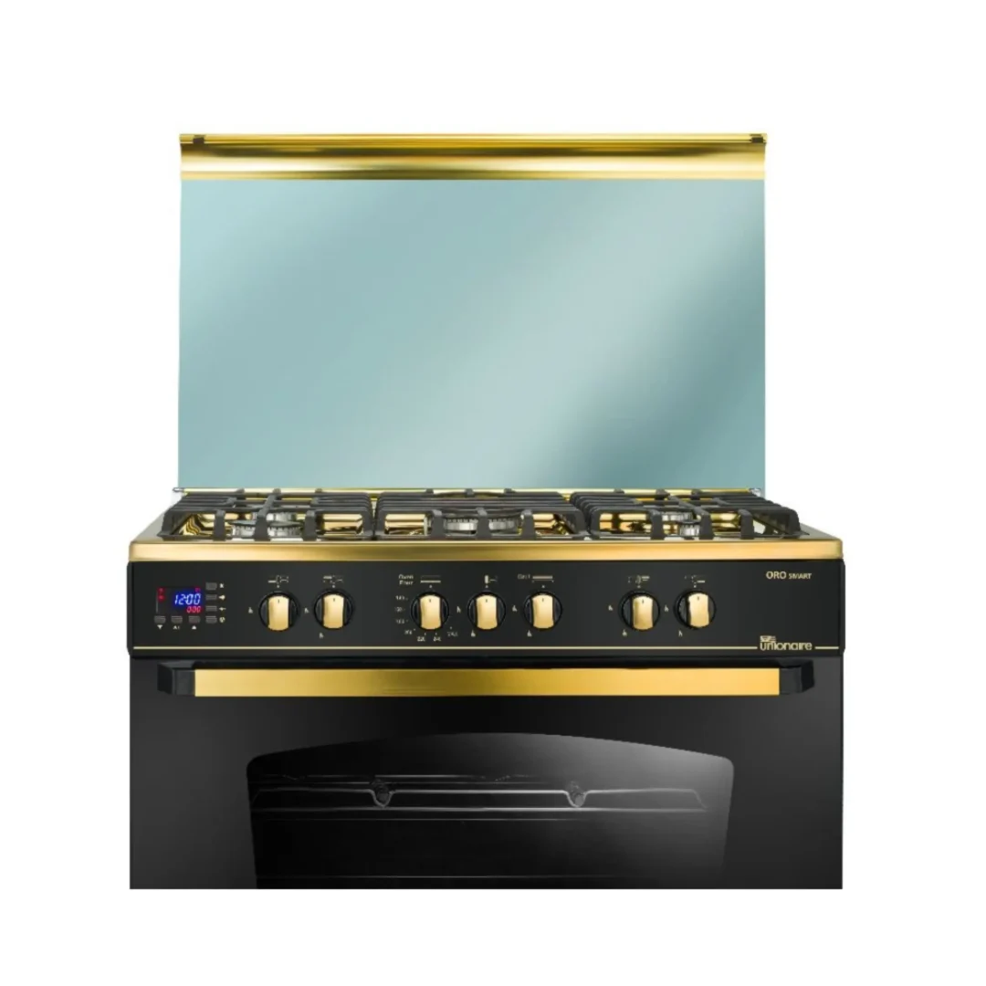 Unionaire Gas Cooker 5 Burners Cast Iron Black x Gold C6090SGBGC511IDSFOROS