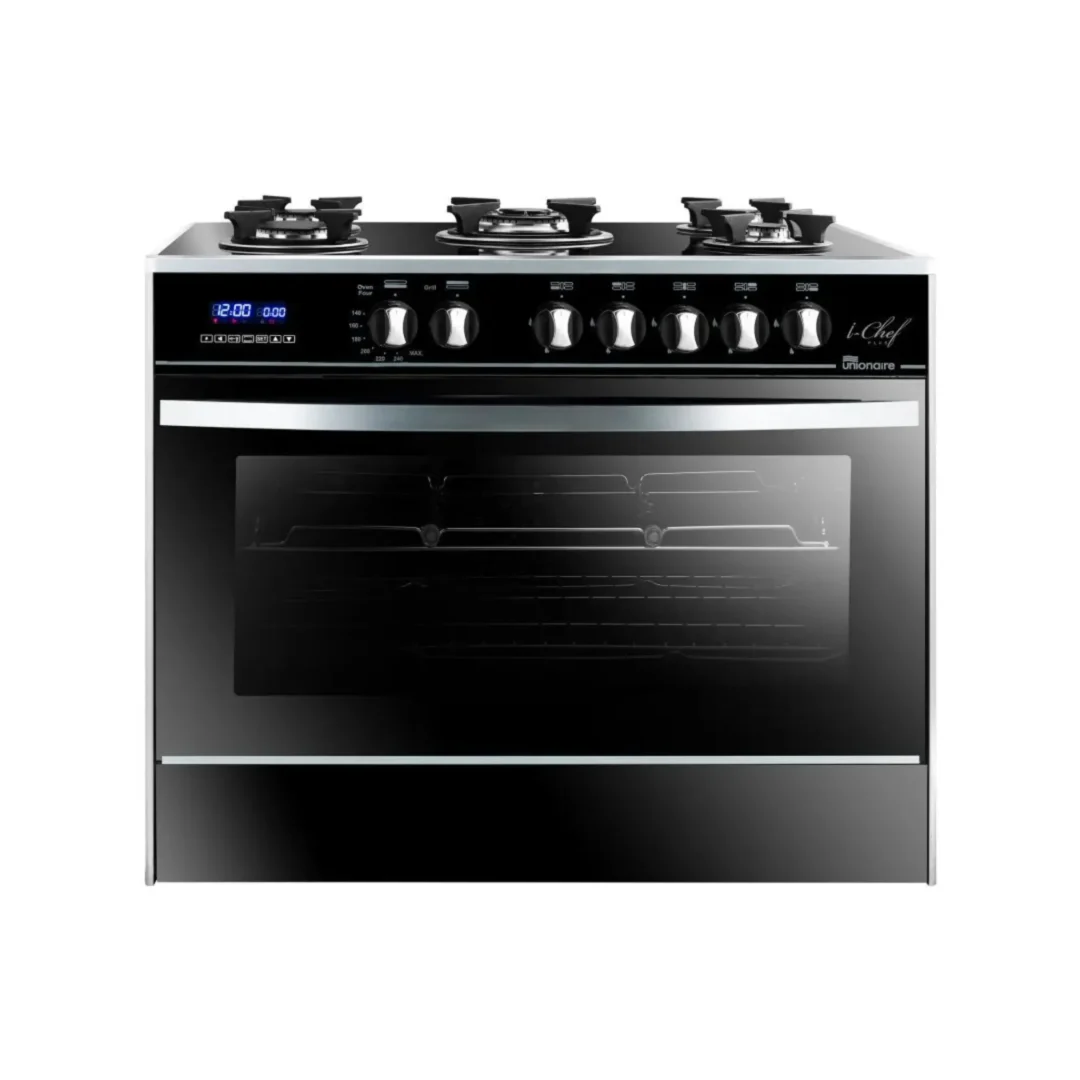 Unionaire I-Chef Cooker 5 Burners Digital Gas Black C6090GSAC383IDSHS