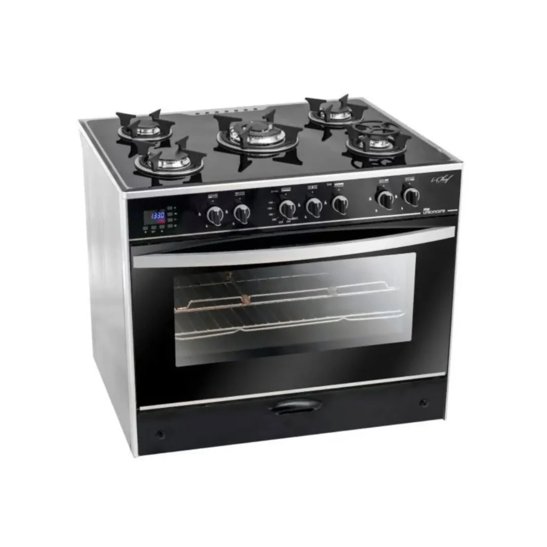 Unionaire I-Chef Cooker 5 Burners Digital Gas  Black C6090GSAC383IDSHS