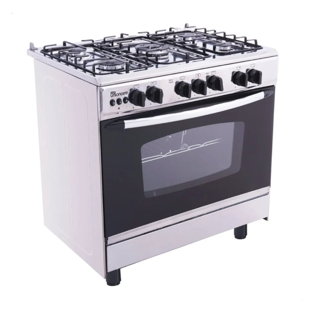 Unionaire Gas Cooker 5 Burners Free Standing Stainless Steel C6080SSAC186F