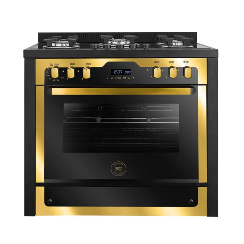 Unionaire IChef Gas Cooker 5 Burners 90 Cm Edition Black × Gold C6090GB1GC383IDSPSPC