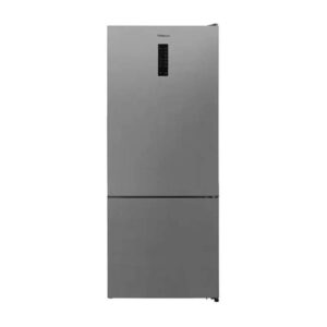 a silver refrigerator with a black handleTornado Bottom Freezer Refrigerator 430 Liters Silver RF452BVTSLS