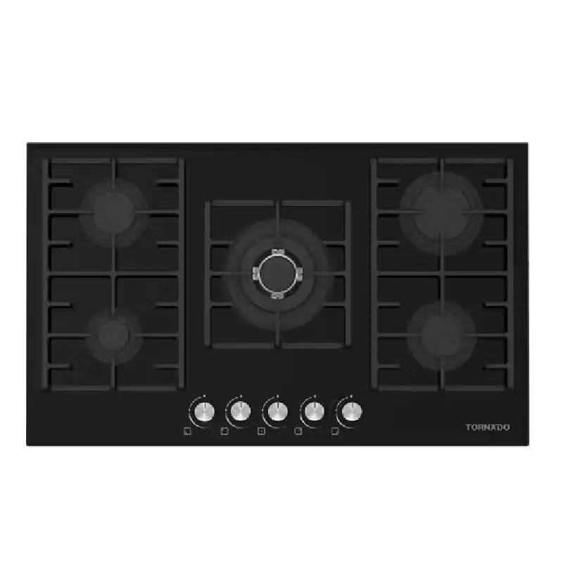Tornado Built In Hob 5 Burners Black Glass GHVM90CCUG
