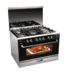 Unionaire ICook Gas Cooker 5 Burners Plus Smart Stainless Steel × Black C6090SS-DC-511-IDSC-S-P-2W