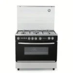 White Point ElAbd Gas Cooker 5 Burners Black Stainless Steel Top Fan WPGC8060BPXAN