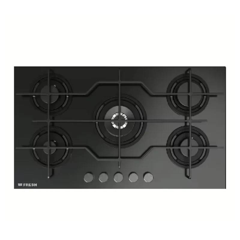 Fresh Built In Hob 5 Burners Glass Full Safety Black Glass 9623