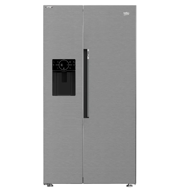 Beko Side by Side Digital Refrigerator 525 Liters Inverter Stainless Steel With Water Dispenser GN166130XB