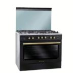 a black and silver stove