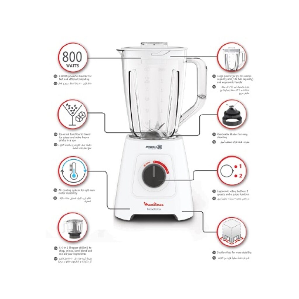 Moulinex Blend force Blender 2 Liters 800 Watt White LM42X2EG