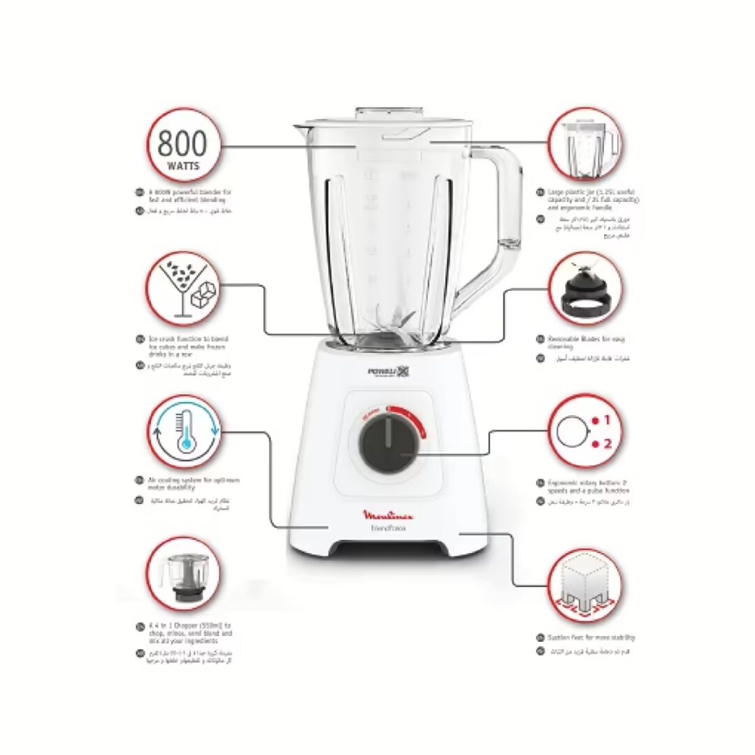 Moulinex Blend force Blender 2 Liters 800 Watt White LM42X2EG - Image 3