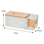 Multi-use tissue boxes, unbreakable glass with a wooden lid