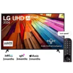 LG TV 65 Inches 4K UHD Smart LED Built in Receiver Black 65UT80006LB