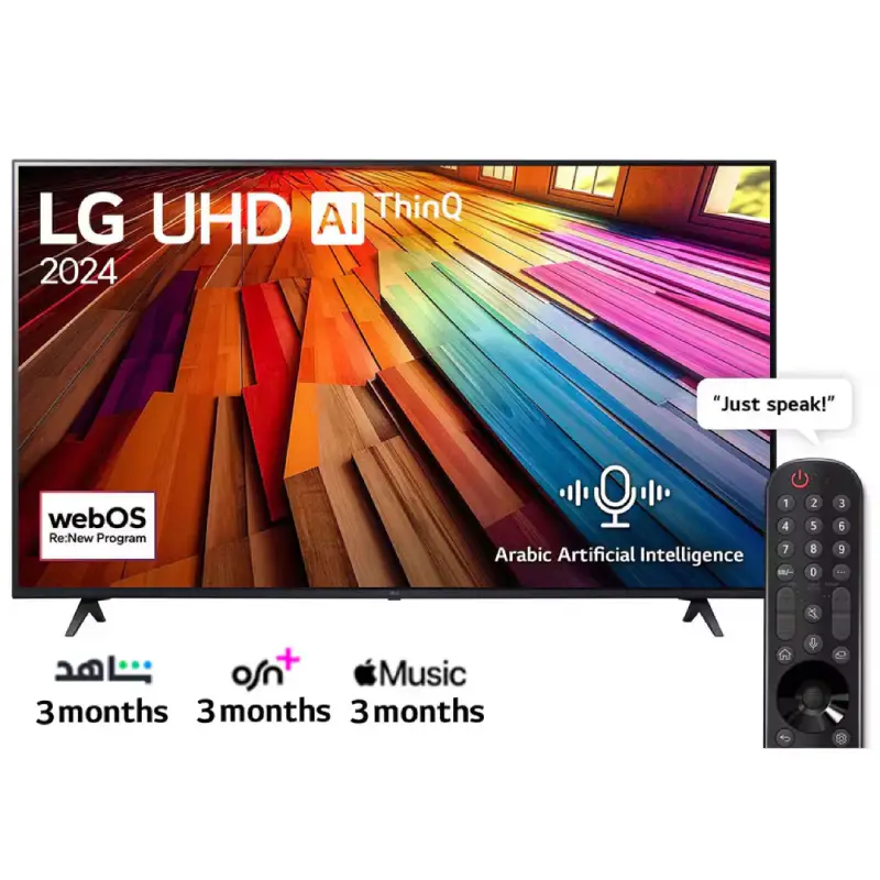 LG TV 65 Inches 4K UHD Smart LED Built in Receiver Black 65UT80006LB