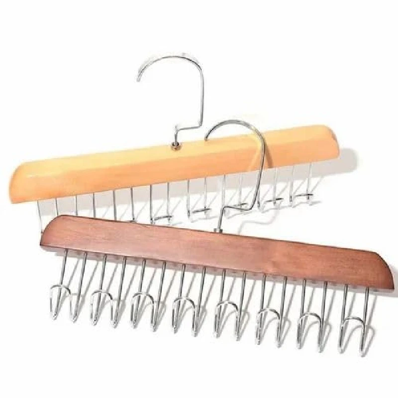 Wooden hanger with 8 hooks light wood