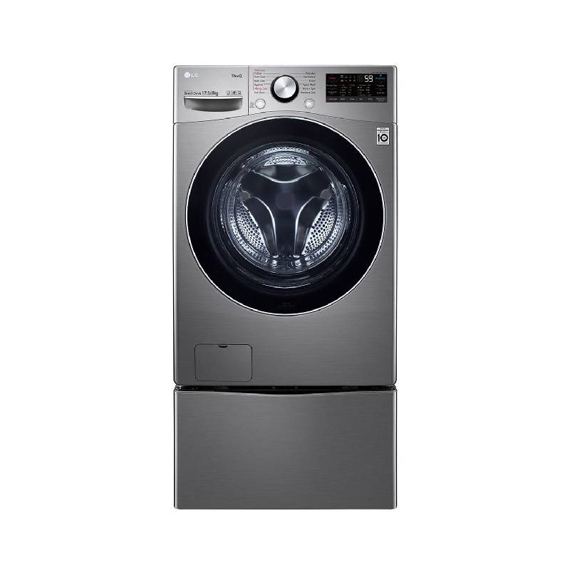 LG TwinWash Inverter Front Load Washing Machine with Dryer, 17.5 Kg, Silver - FT018TGES