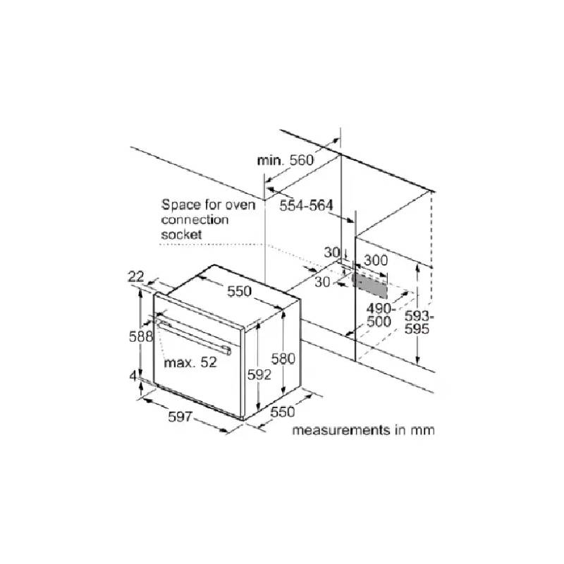 فرن Bosch بلت إن 60 سم غاز 60 لتر HGL10E150 استانلس ستيل فرن مدمج بشواية وتحكم يدوي وأمان كامل مناسب للمطابخ الحديثة في مصر