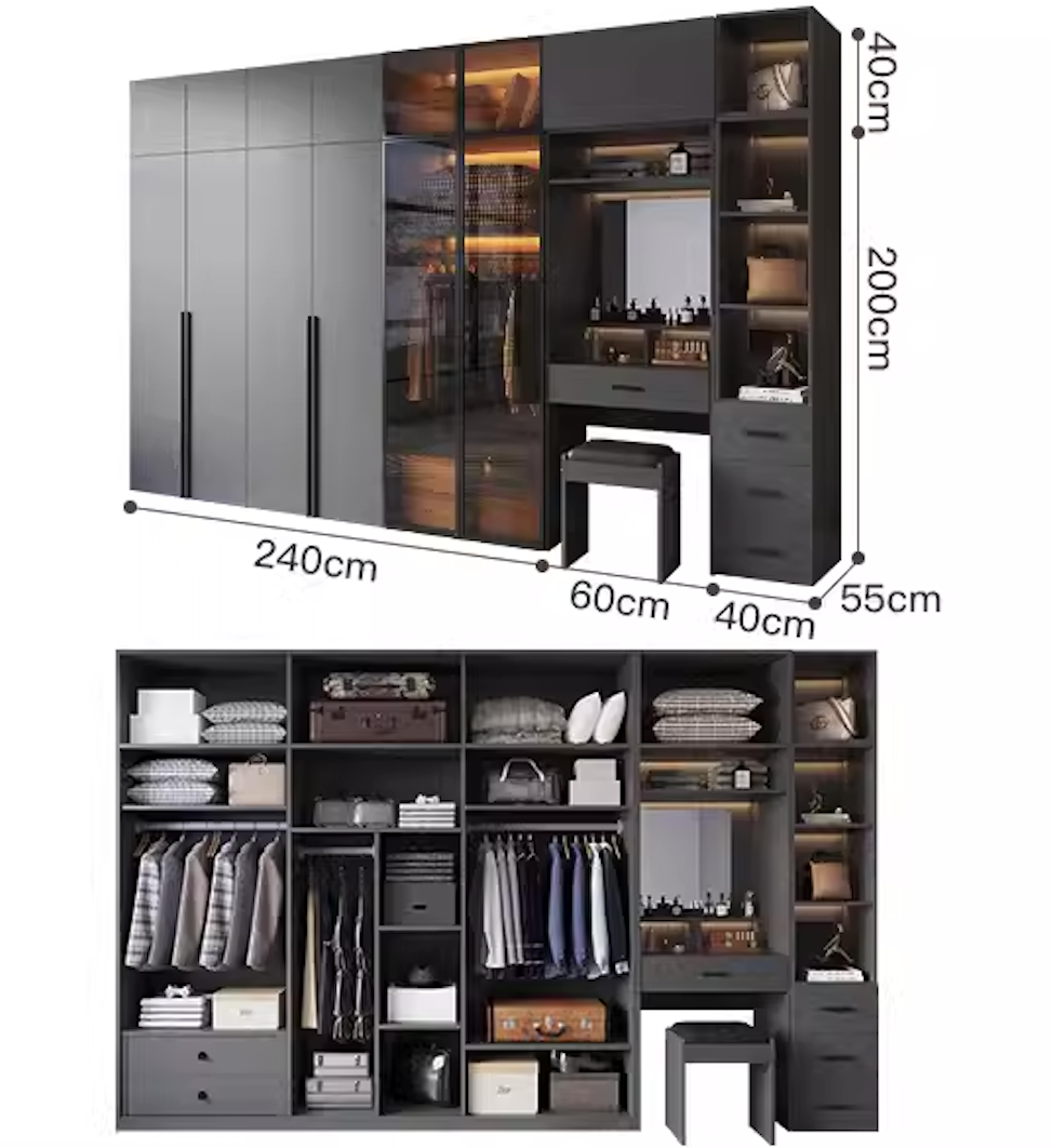 دولاب MDF ماليزي  2 باب زجاج