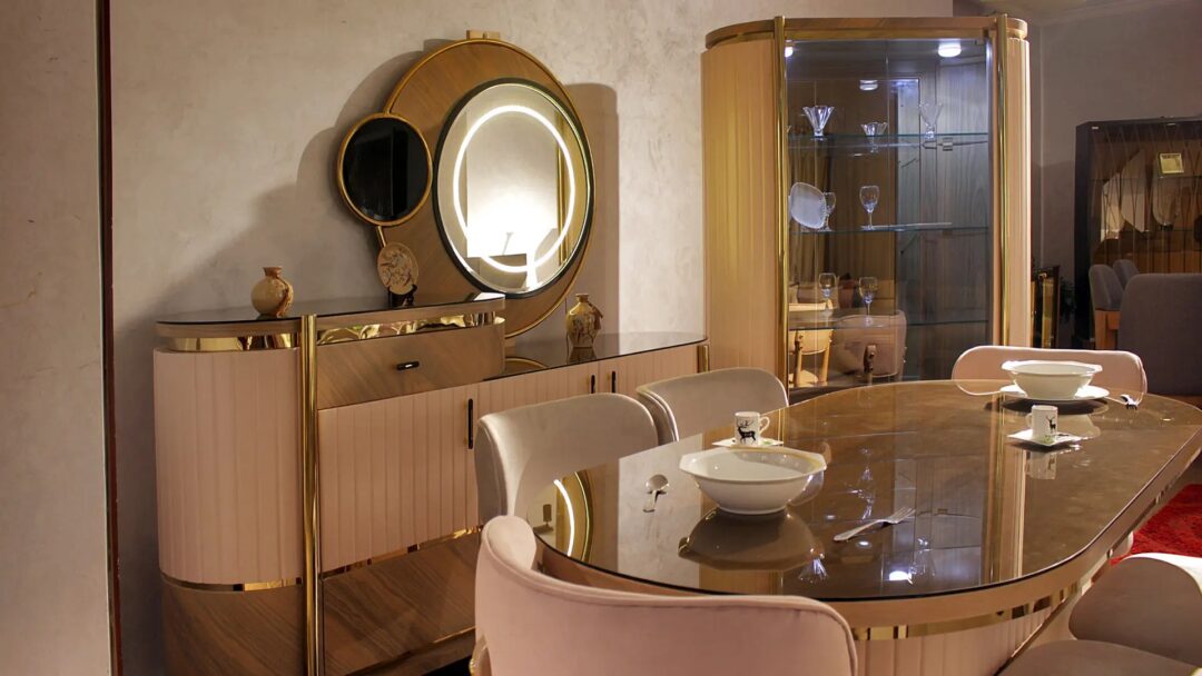 Jolie Dining Room Set - Premium Red Beech & Pine Wood with Turkish Accessories