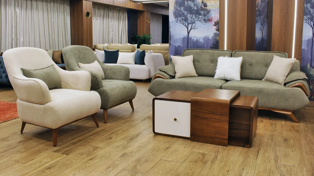 Milano sofa set with a luxurious design in red beech wood. - Image 2