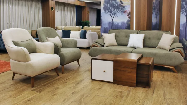 Milano sofa set with a luxurious design in red beech wood. - Image 2