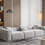 Triple Sofa Solid Beech Wood Frame with High-Density Foam Width 220 cm