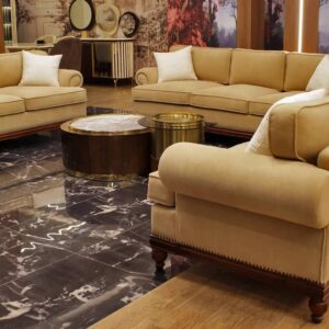 Wooster 6-Piece Living Room Set Red Beech Wood Imported Fabric High-Density Foam