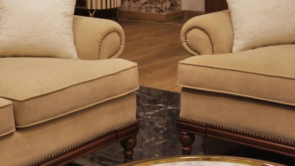 Wooster 6-Piece Living Room Set Red Beech Wood Imported Fabric High-Density Foam