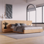 Gray Wooden Bed in Red Beech Wood