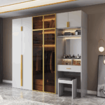 Malaysian MDF Wardrobe with 2 Glass Doors