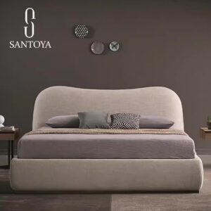 سرير متنجد سانتويا خشب زان أحمر 160×195 سم سرير مزدوج فاخر عصري