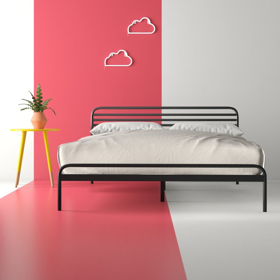 سرير ستيل Bed.1 مع قاعدة خشب ملل مقاس 200×160 سم