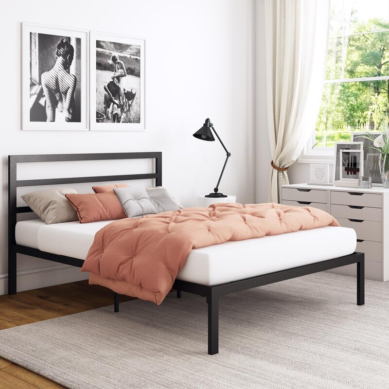 سرير ستيل Bed.15 مع قاعدة خشب ملل مقاس 200×160 سم
