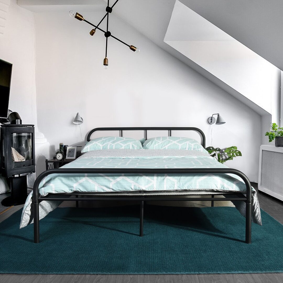 سرير ستيل Bed.19 مع قاعدة خشب ملل مقاس 200×160 سم