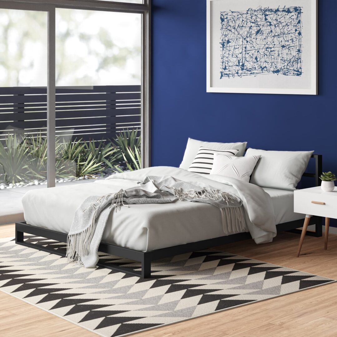 سرير ستيل Bed.7 مع قاعدة خشب ملل مقاس 200×120 سم