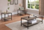 طقم ترابيزات 3 قطع بإطار ستيل وسطح خشب MDF CT.124