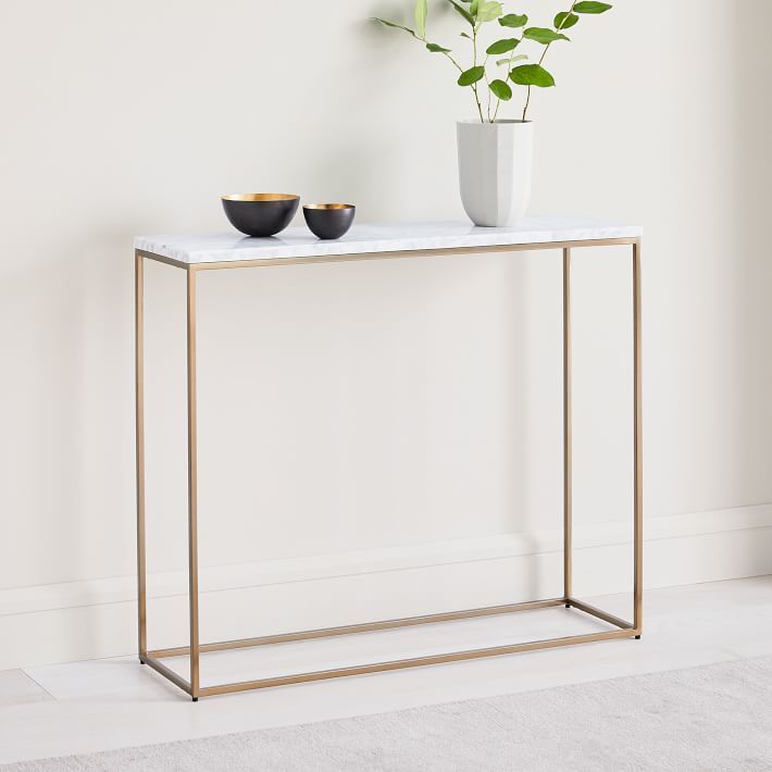 Steel Console Table - Console.16 - With Carrara Marble Top 110×40×90 cm