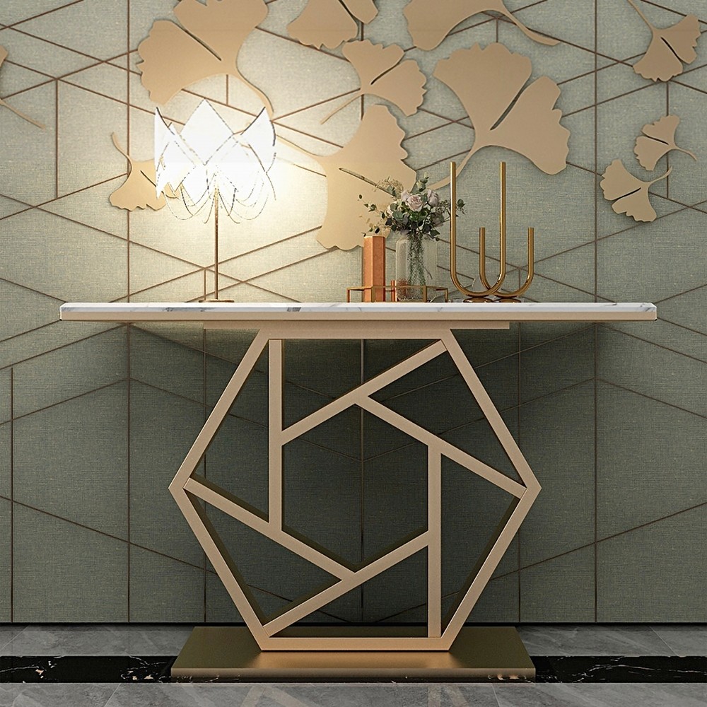 كونسول عصري بإطار ستيل ورخام كراره Console.29