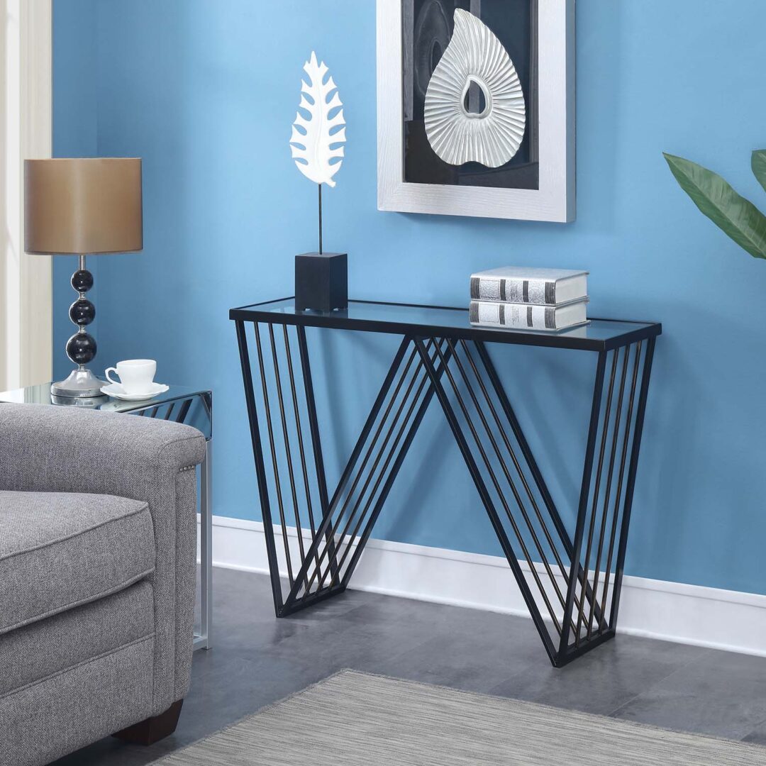 Steel Console Table - Console.4 - With Glass Top 120×40×90 cm