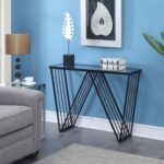 Steel Console Table With Glass Top 120×40×90 cm Console.4