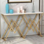 Modern Steel Console with Carrara Marble Electrostatic Rust Scratch Console.72