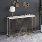 Modern Steel Frame Console With Carrara Marble  With Electrostatic Finish Console.75