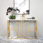 Steel Metal Console with Carrara Marble Console.88