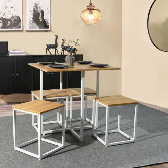 Steel Dining Table – Dining.1 – MDF Top 100×100×75 cm