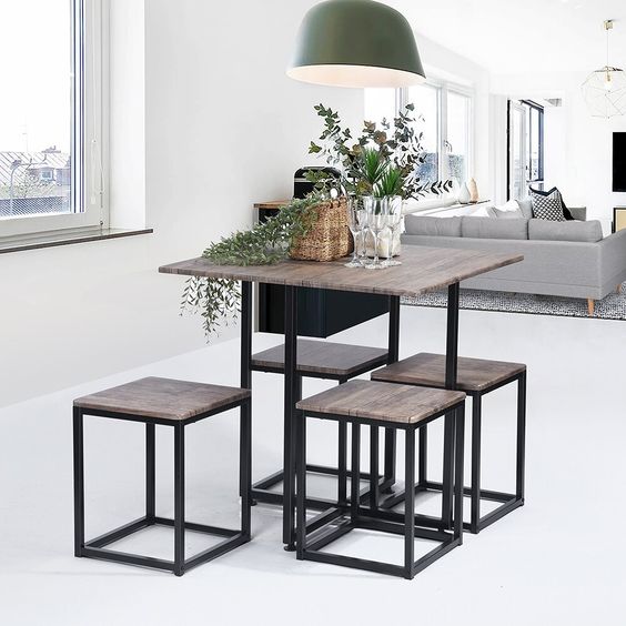 Steel Dining Table - Dining.2 - MDF Top 100×100×75 cm