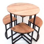 Steel Dining Table MDF Top 100×100×75 cm Dining.3