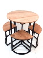 ترابيزة ستيل بسطح MDF 100×100×75 سم Dining.3