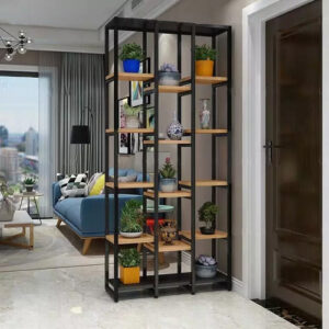 مكتبة Display Unit.5 ستيل مع رفوف ام دي اف مقاس 120×35×200 سم