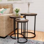 طقم ترابيزات 3 قطع بإطار ستيل وسطح MDF ST.101