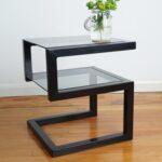 Side Table With Steel Frame And Glass Top, Electrostatic Coating ST.44
