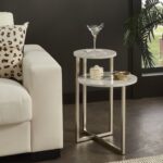 Set of 2 Side Tables Carrara Marble & Steel ST.54